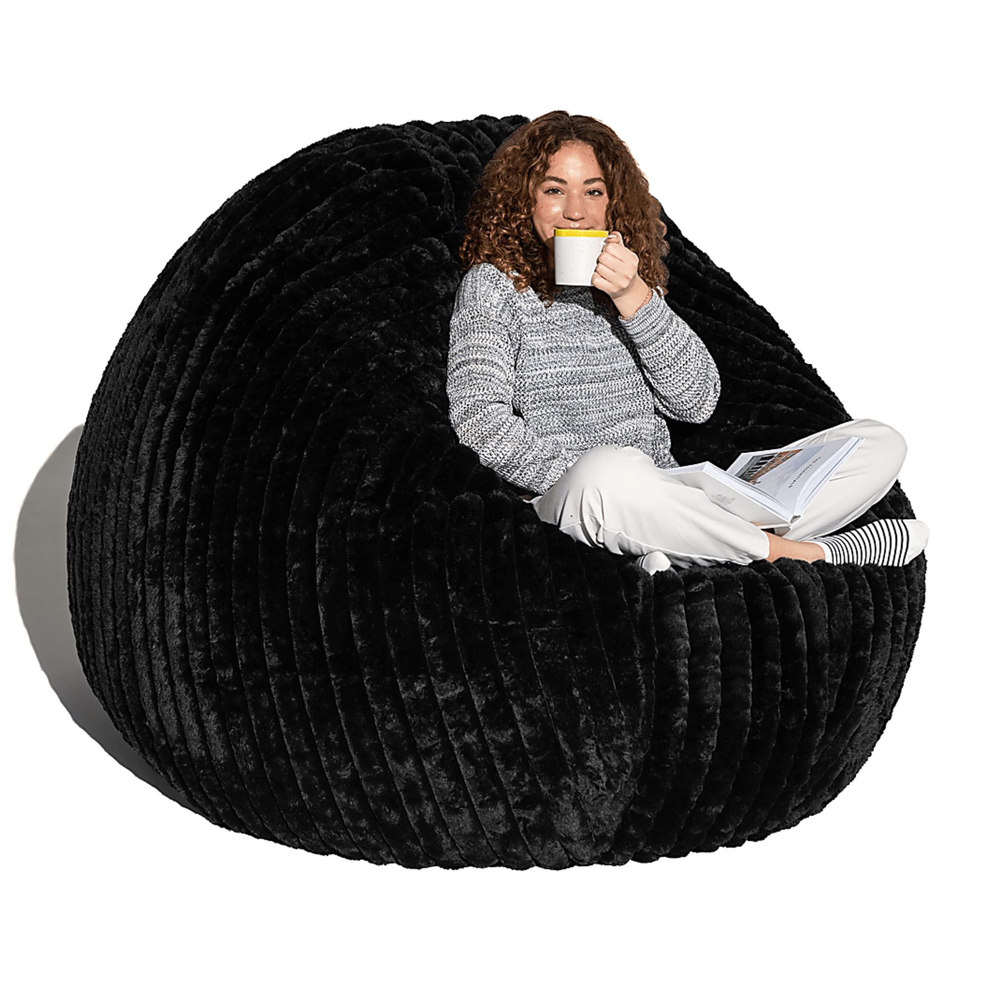 Mivio Black Large Bean Bag Chair - Image 2