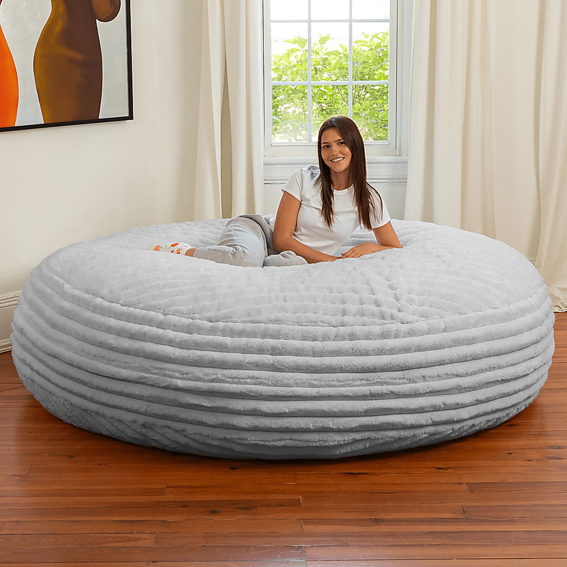 Mivio Gray Large Bean Bag Chair - Image 5