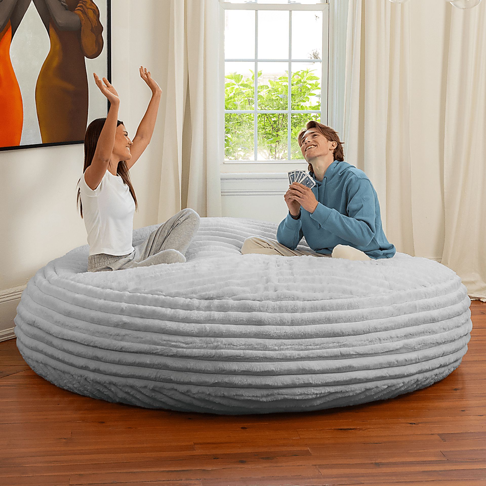 Mivio Gray Large Bean Bag Chair - Image 6