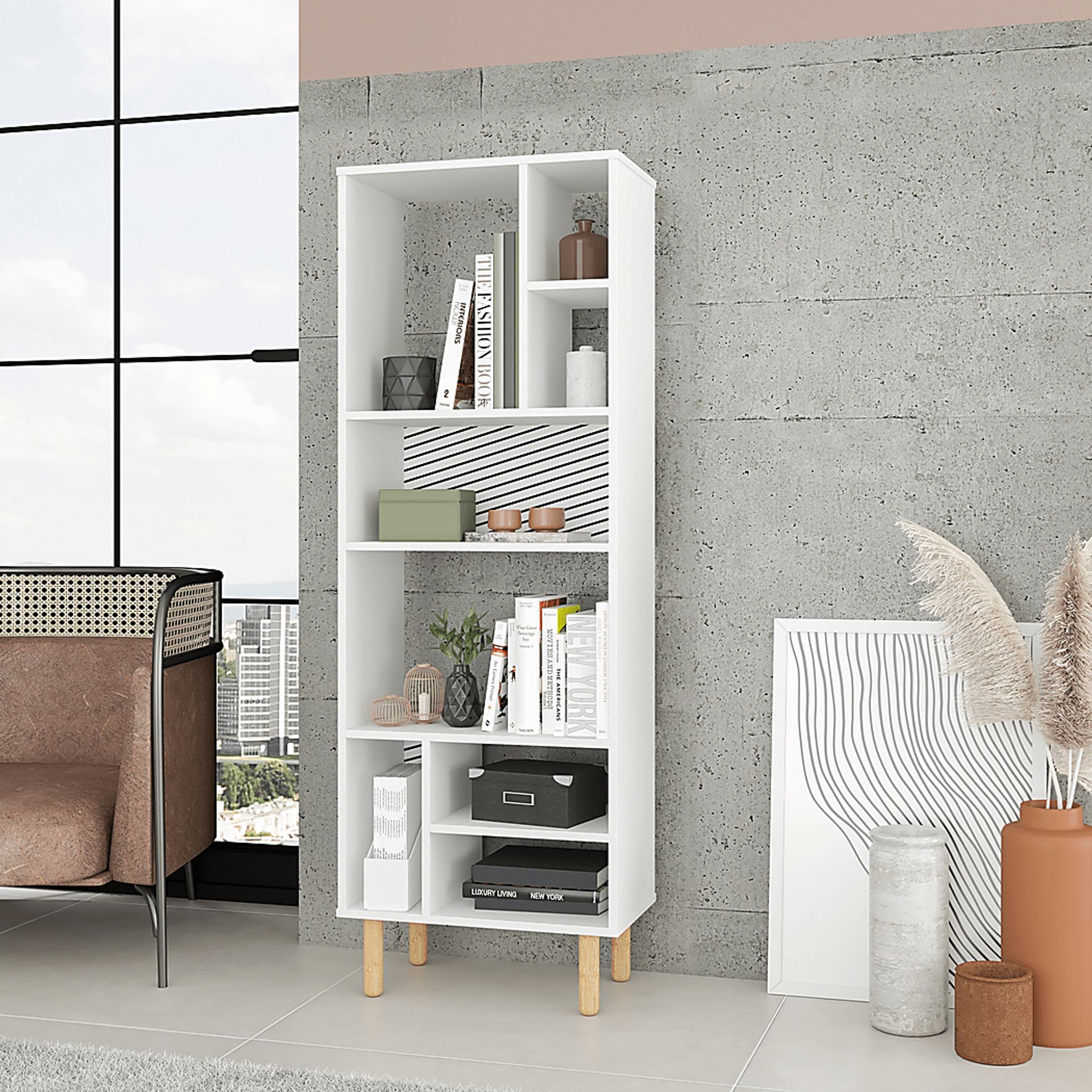 Mizeur V White Bookcase - Image 2
