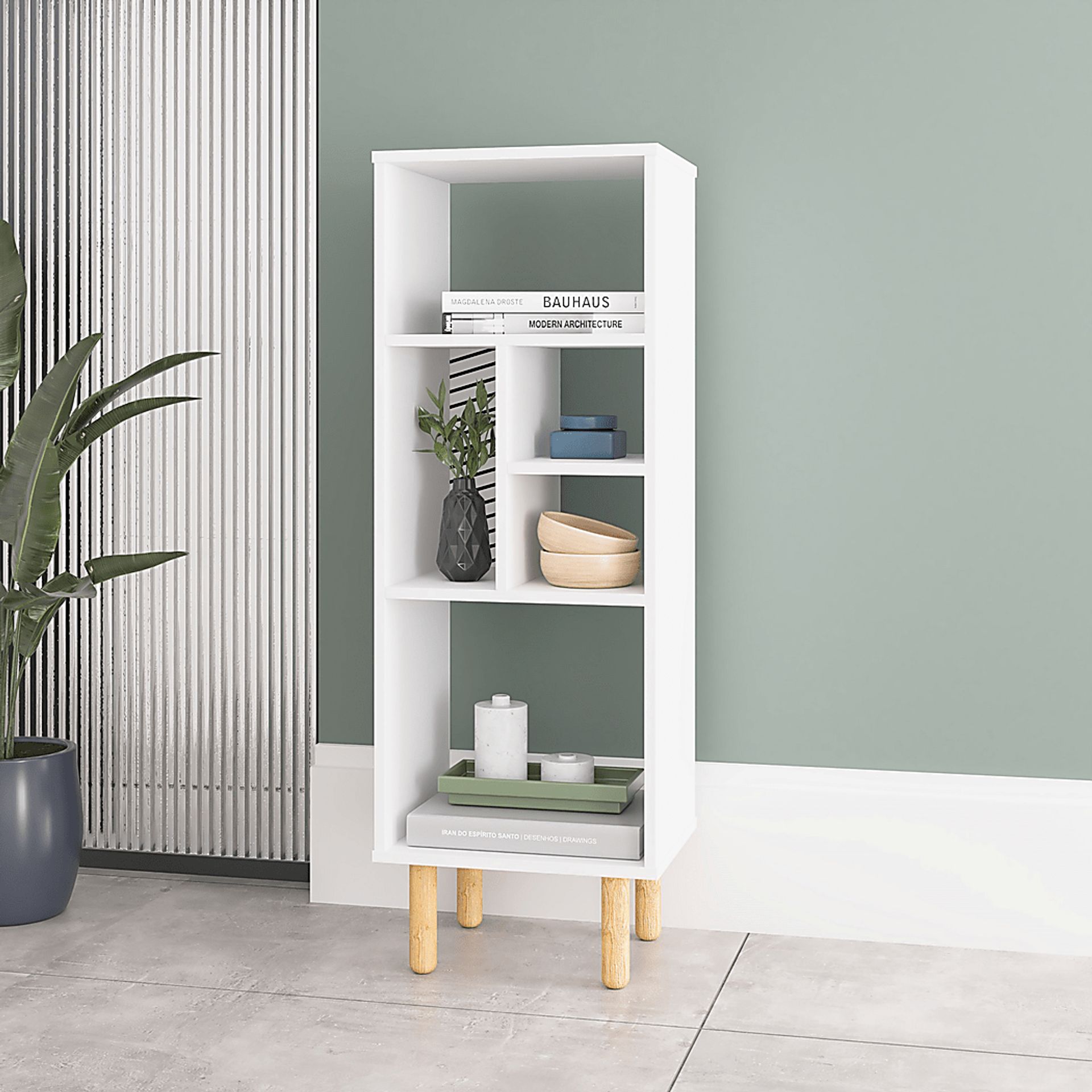 Mizeur VI White Bookcase - Image 2