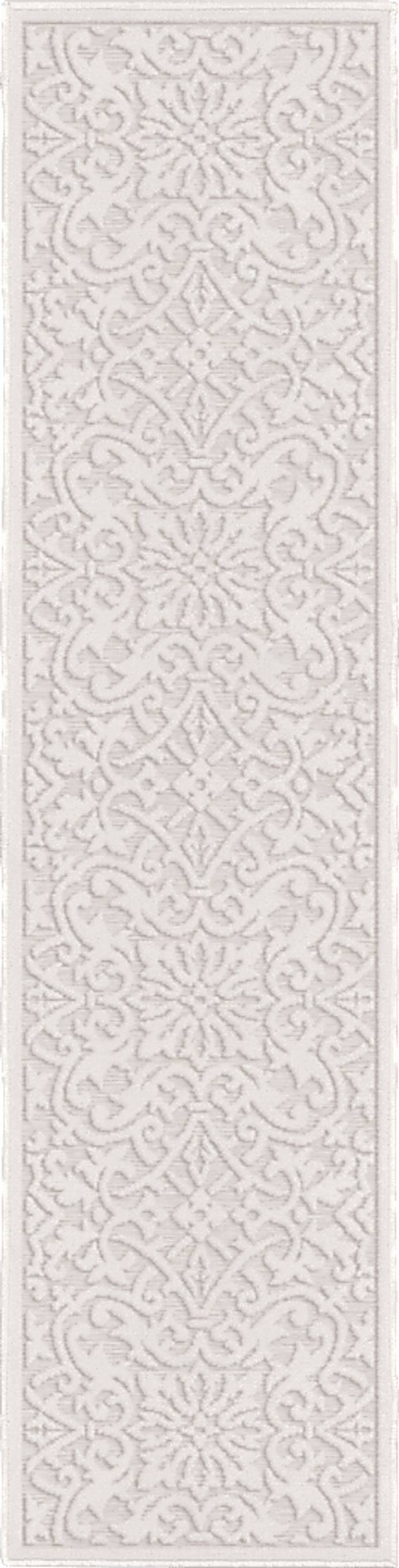 Mizuki Off-White 1'11 x 7'6 Indoor/Outdoor Runner Rug - Thumbnail - Image 1