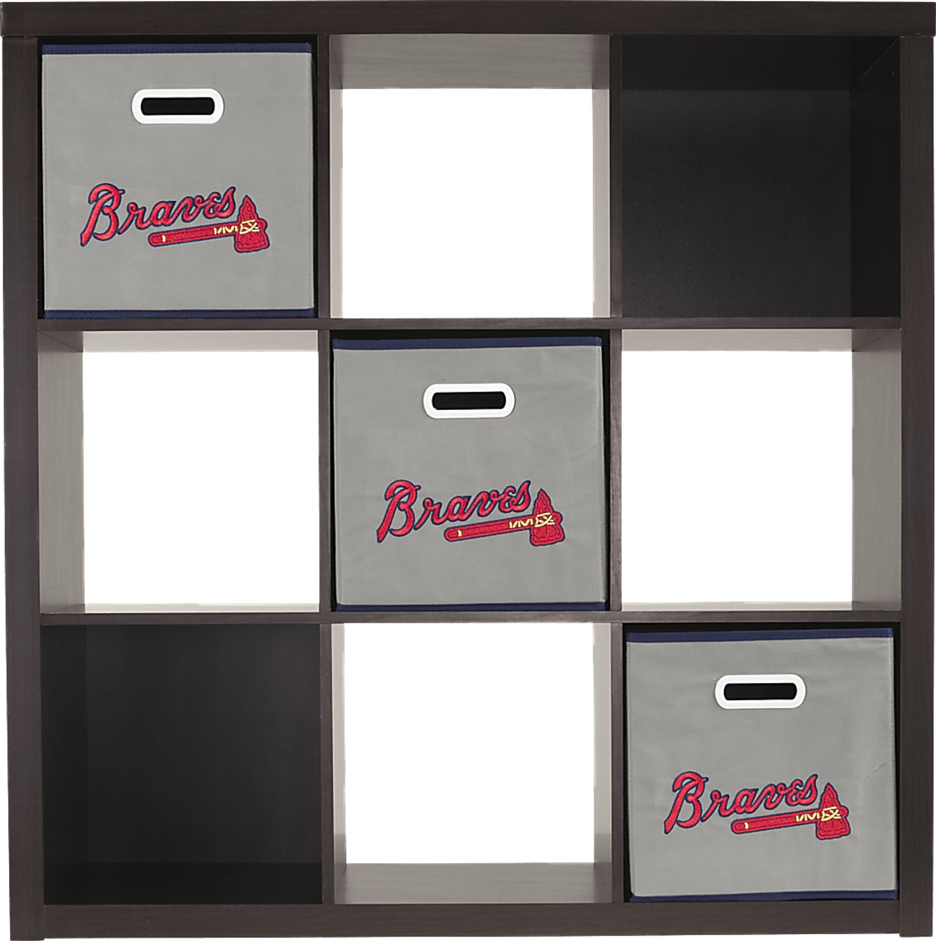 MLB CubeStore Atlanta Braves 9 Cube Organizer with 3 Storage Bins - Image 2