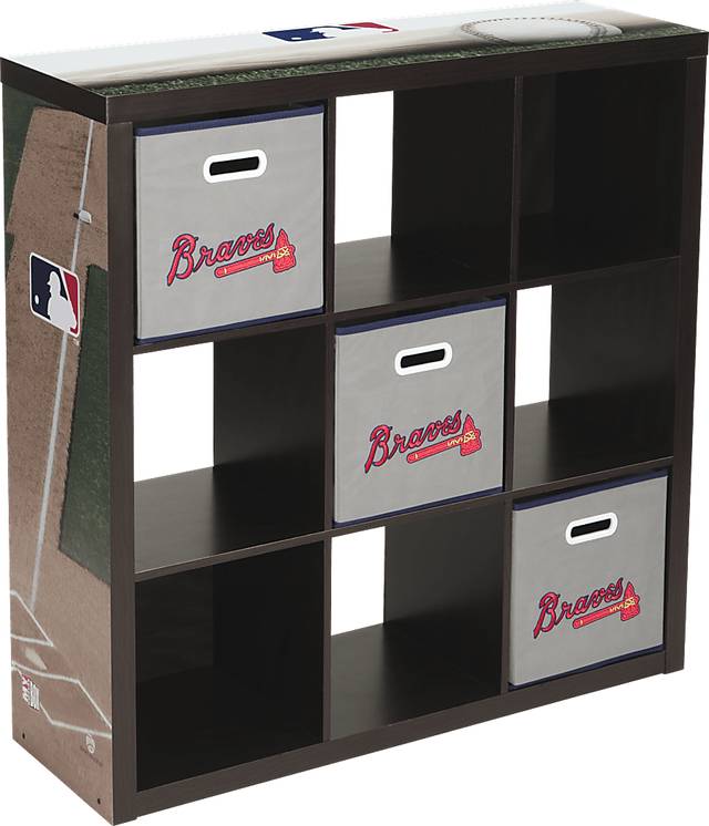 MLB CubeStore Atlanta Braves 9 Cube Organizer with 3 Storage Bins - Thumbnail - Image 1
