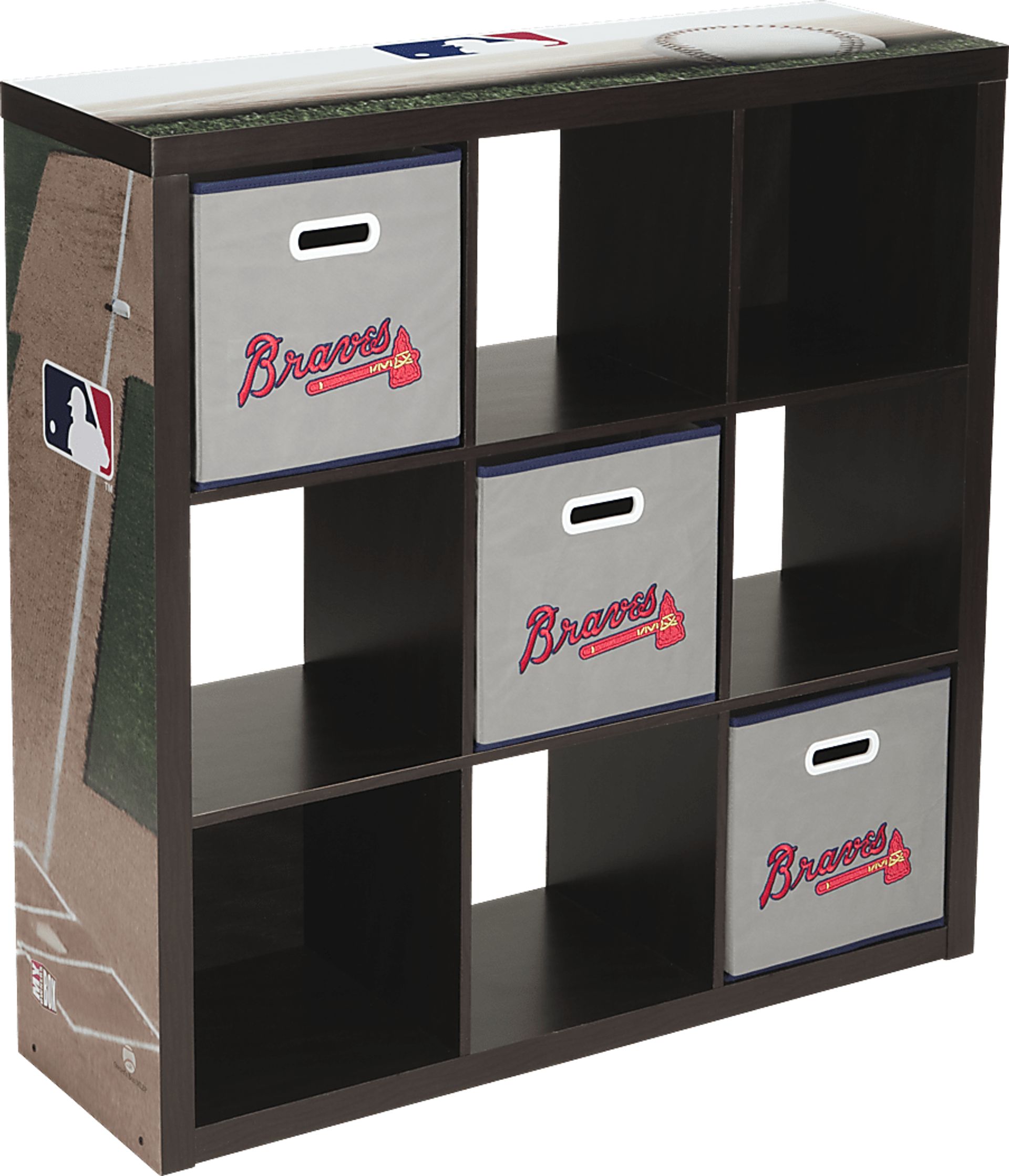 MLB CubeStore Atlanta Braves 9 Cube Organizer with 3 Storage Bins - Image 1