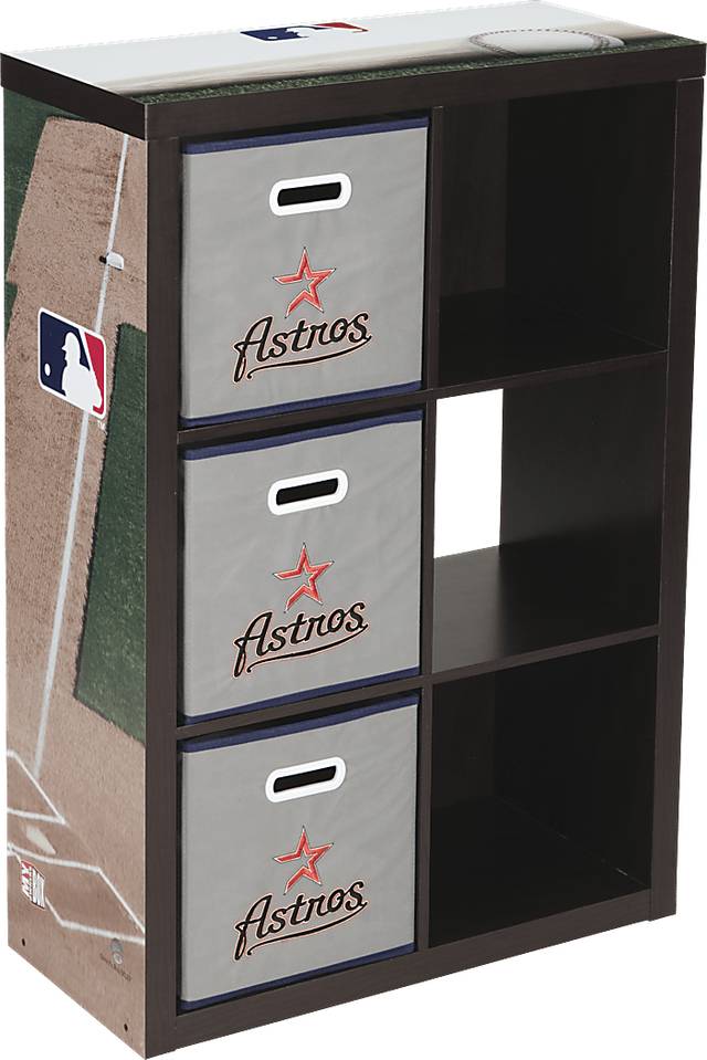 MLB CubeStore Houston Astros Espresso 6 Cube Organizer with 3Storage Bins - Thumbnail - Image 1