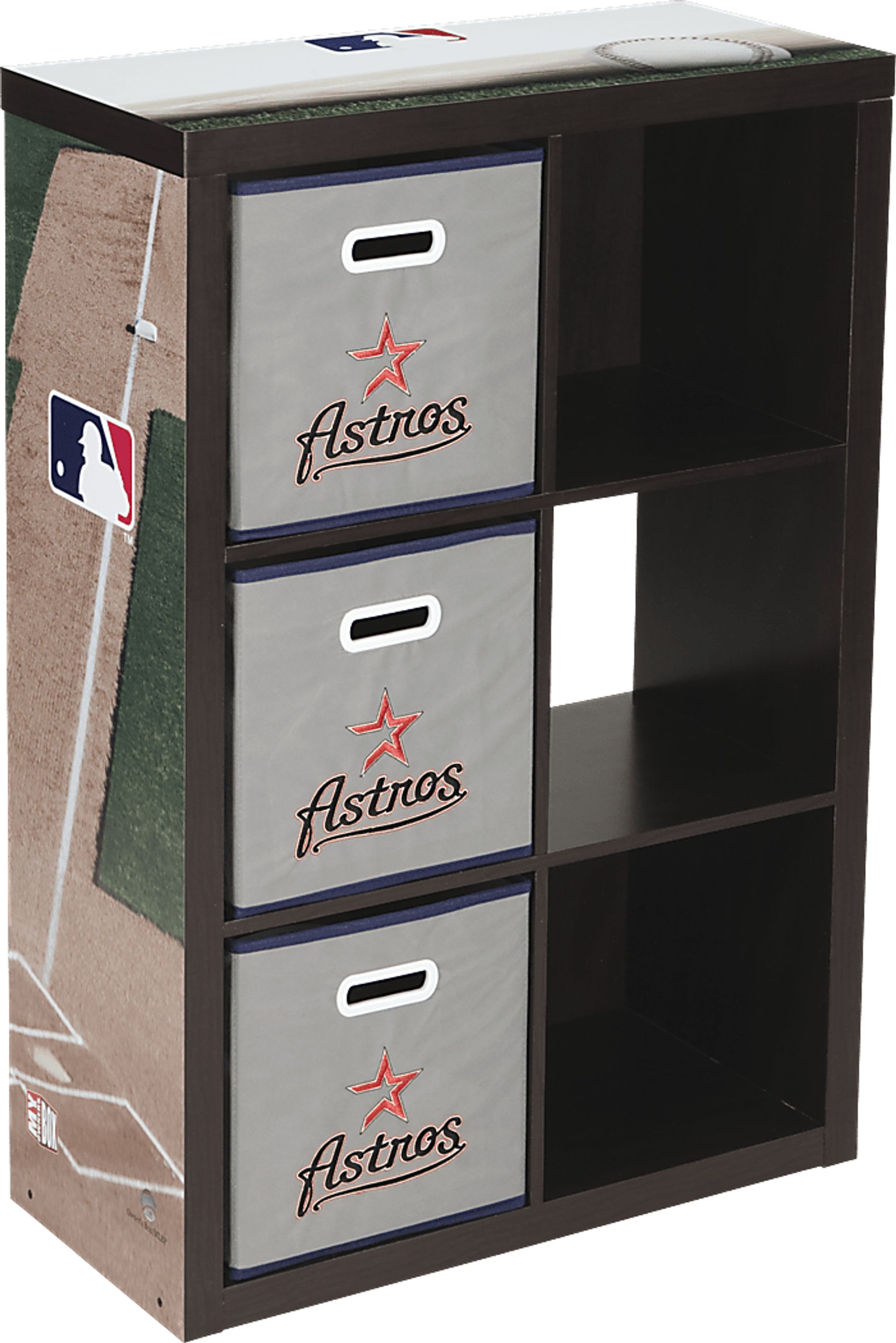 MLB CubeStore Houston Astros Espresso 6 Cube Organizer with 3Storage Bins - Image 1