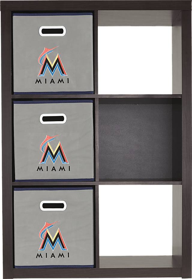 MLB CubeStore Miami Marlins Espresso 6 Cube Organizer with 3Storage Bins - Thumbnail - Image 2