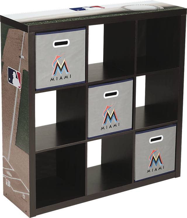 MLB CubeStore Miami Marlins Espresso 9 Cube Organizer with 3Storage Bins - Thumbnail - Image 1