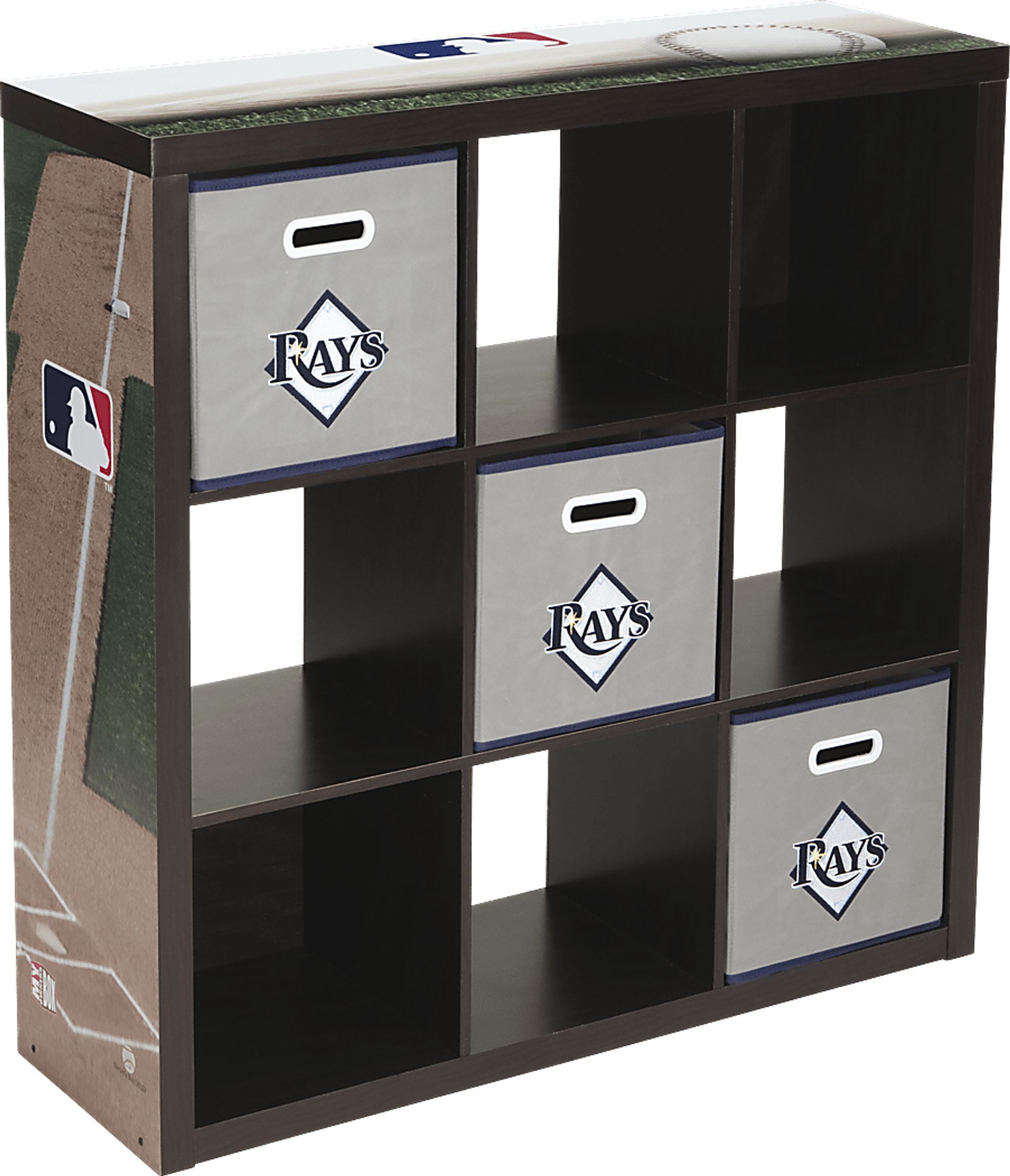 MLB CubeStore Tampa Bay Rays 9 Cube Organizer with 3 Storage Bins - Image 1