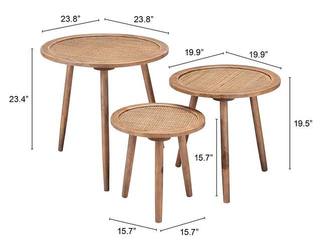 Moccasin Brown Nesting  Table, Set of 3 - Thumbnail - Image 6