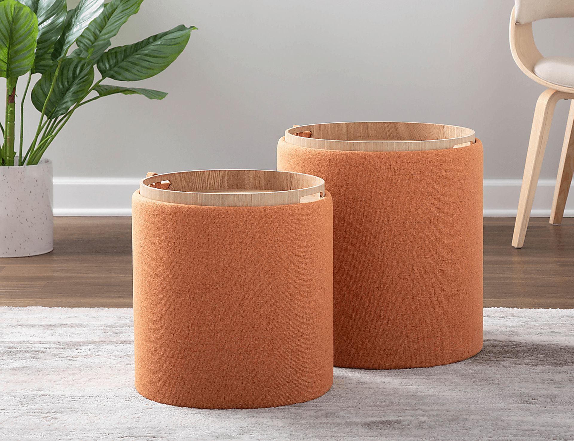 Mockernut Orange Ottoman, Set of 2 - Image 8
