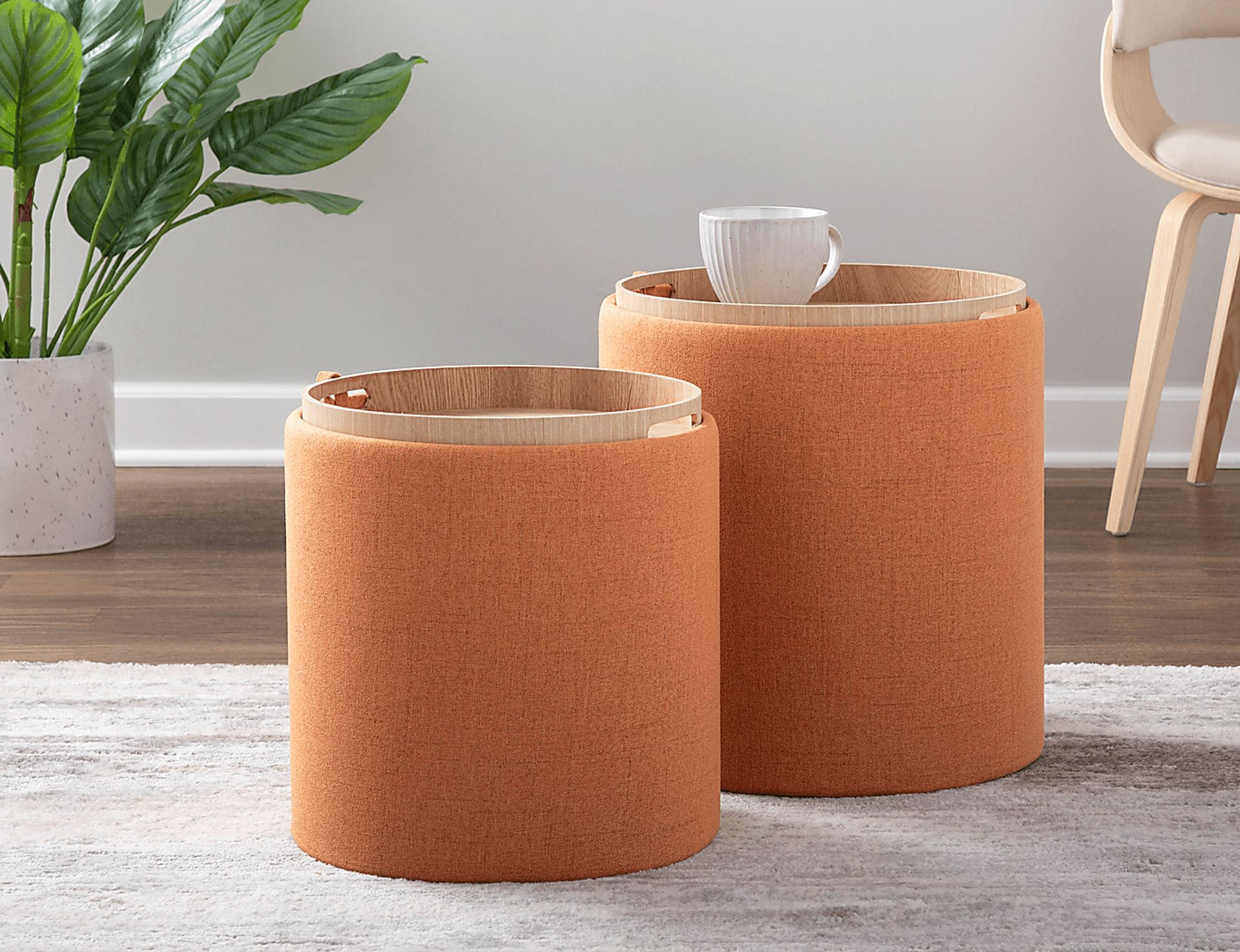 Mockernut Orange Ottoman, Set of 2 - Image 9