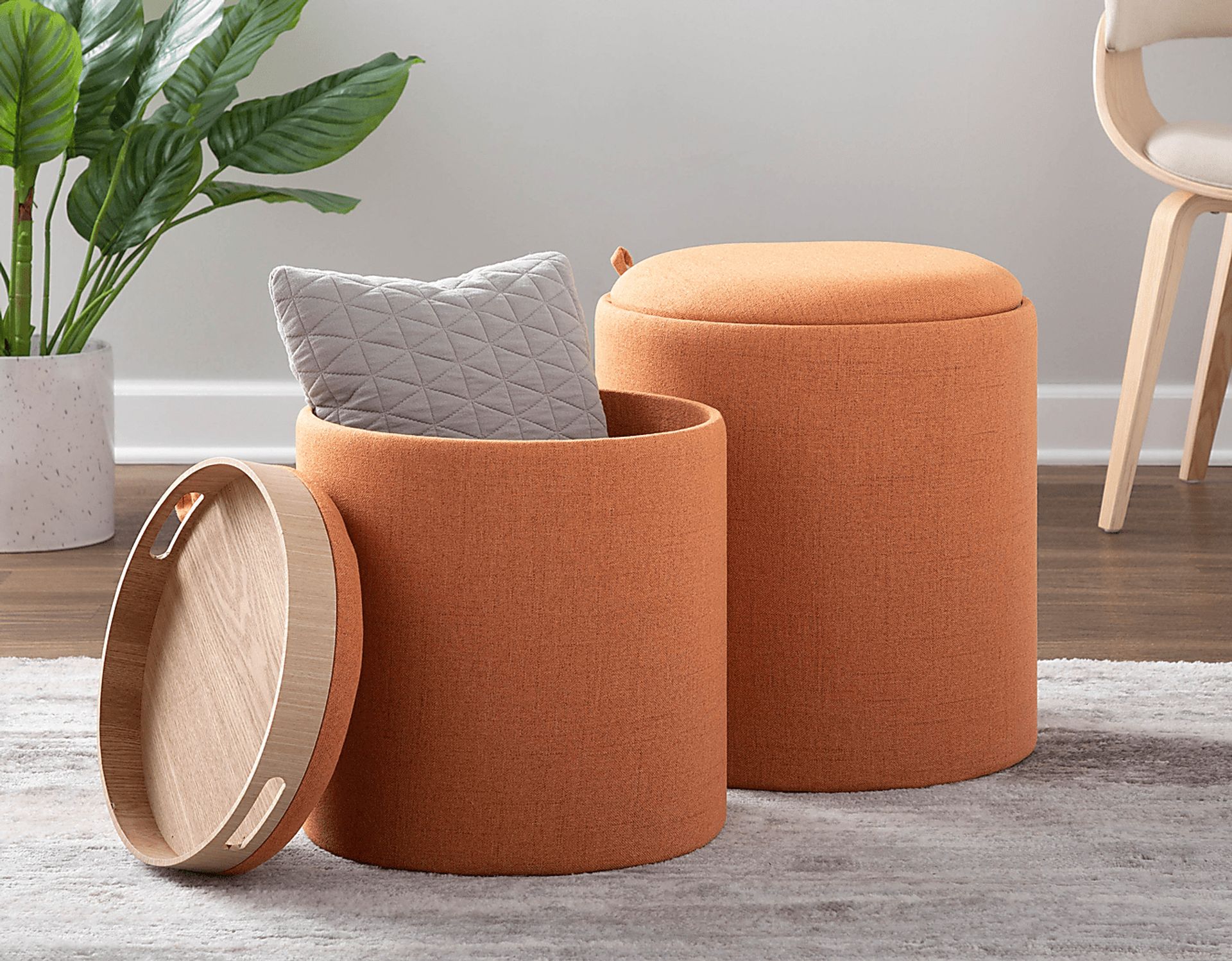 Mockernut Orange Ottoman, Set of 2 - Image 10
