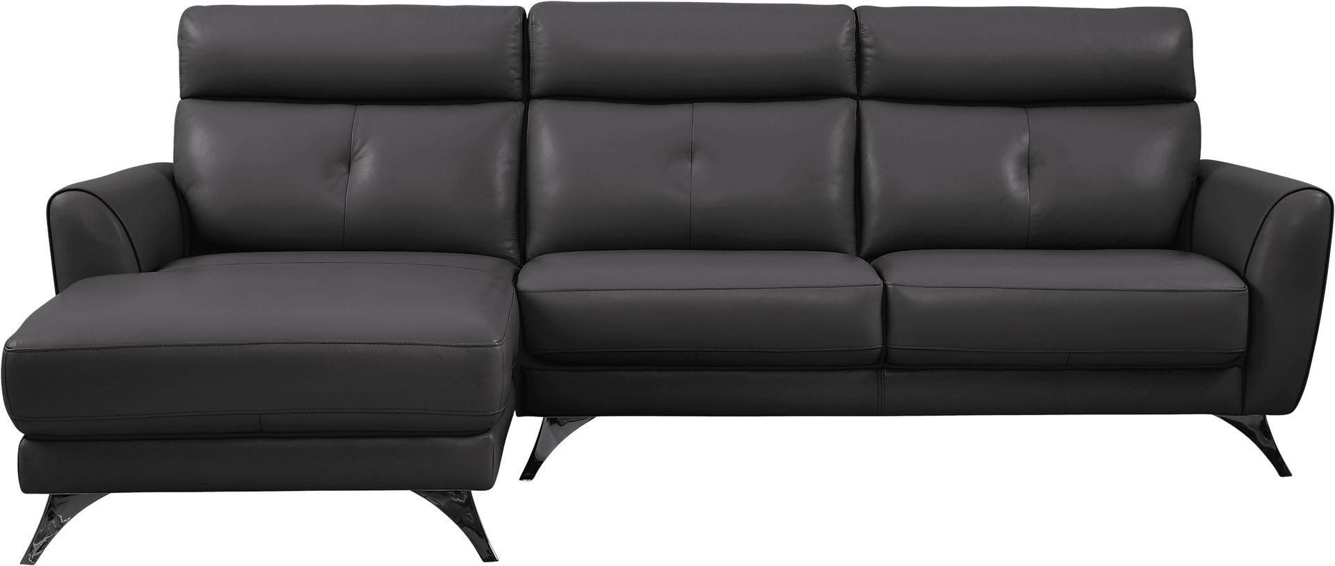 Modena Black Leather 2 Pc Sectional - Image 1