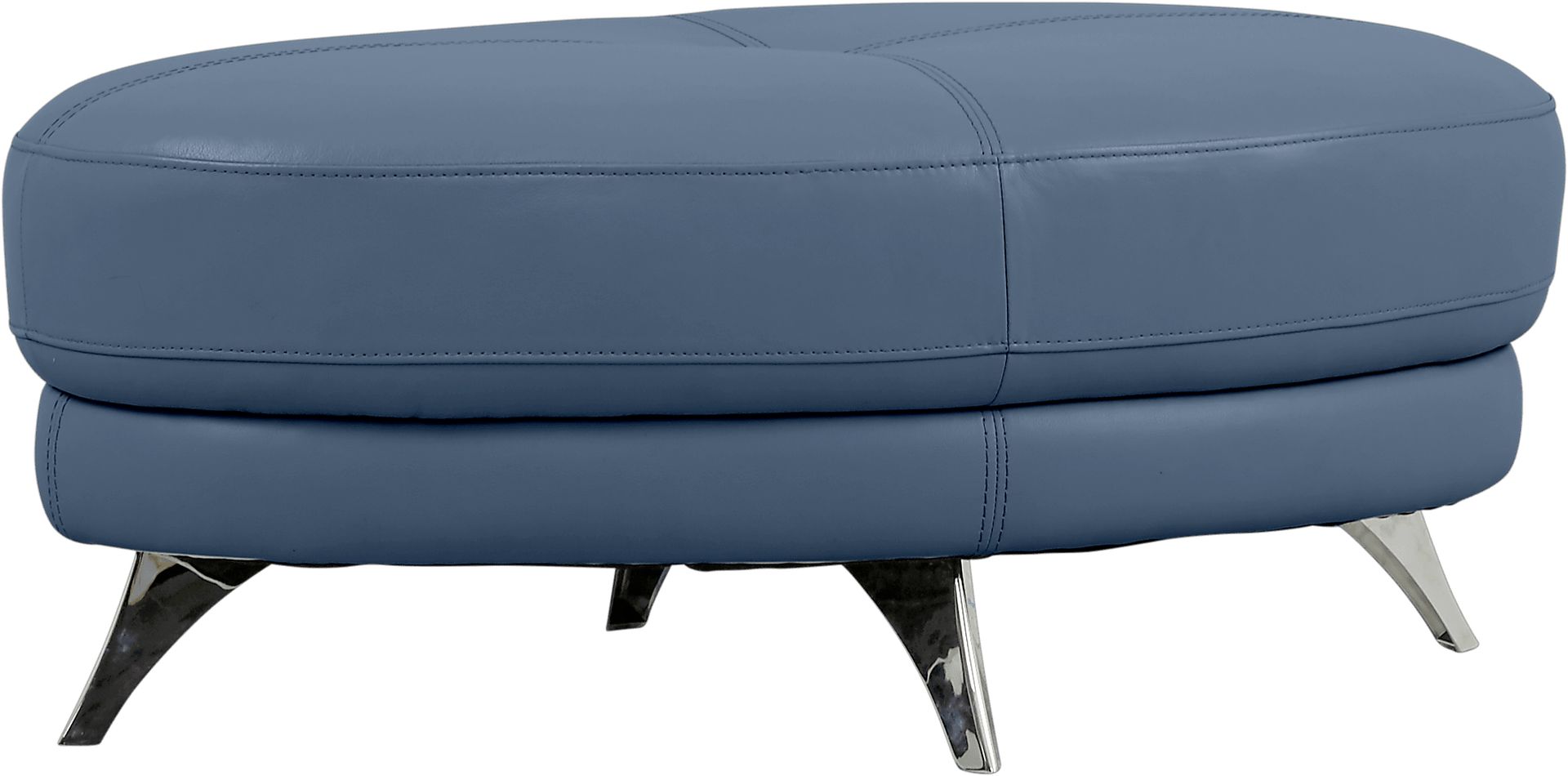 Modena Blue Leather Cocktail Ottoman - Image 1