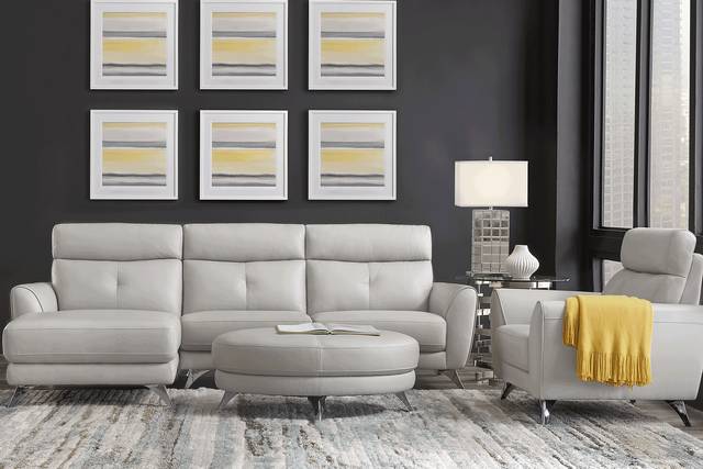 Modena Gray Leather 5 Pc Sectional Living Room - Thumbnail - Image 1