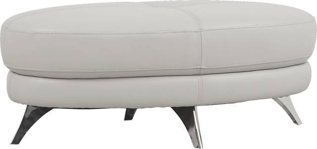 Modena Gray Leather Cocktail Ottoman - Thumbnail - Image 1