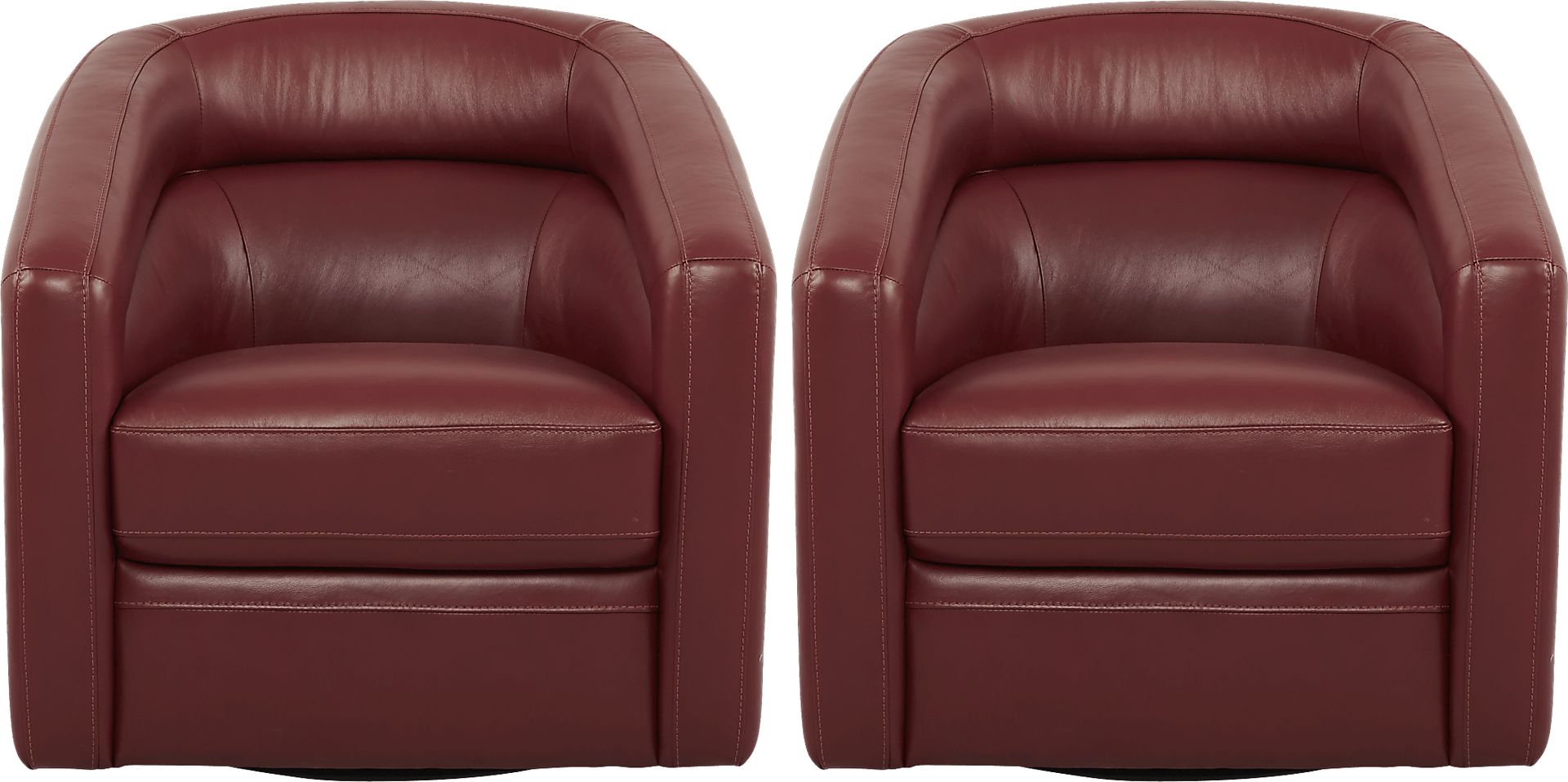 Modena Red Leather Swivel Chair (Set of 2) - Image 1