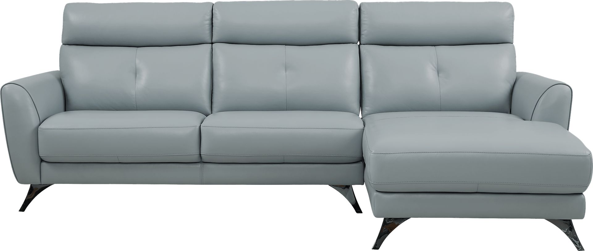 Modena Sky Blue Leather 2 Pc Sectional - Image 1