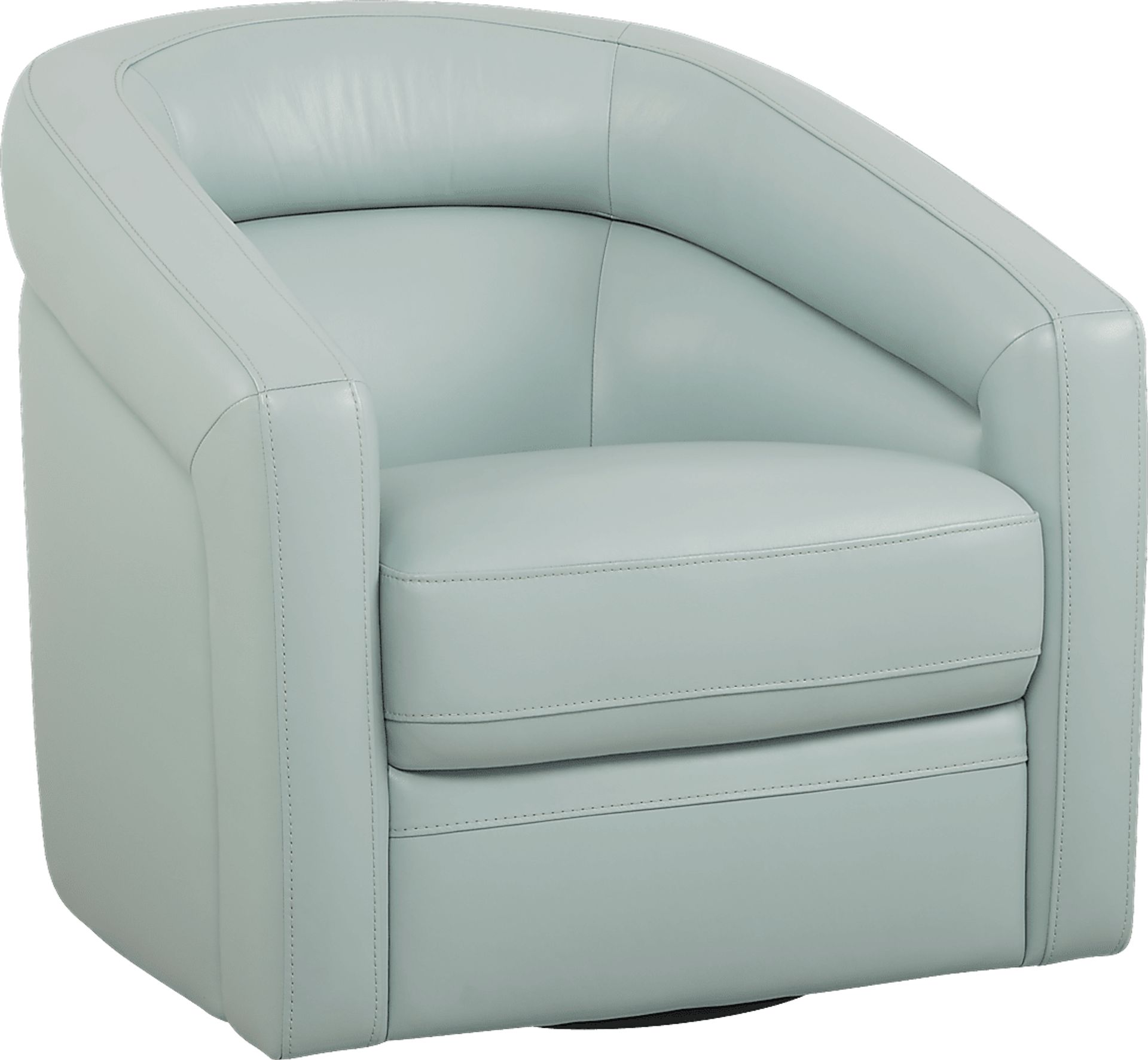 Modena Sky Blue Leather Swivel Chair - Image 1