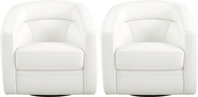Modena White Leather Swivel Chair (Set of 2) - Thumbnail - Image 1