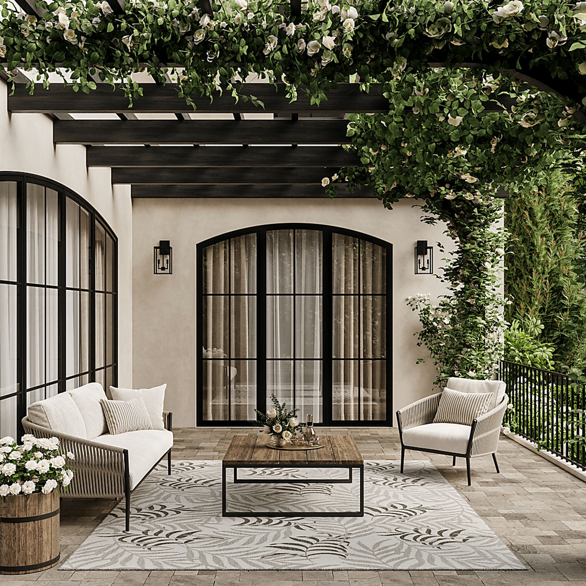 Modern Palm Ash 9' x 12' Indoor/Outdoor Rug - Image 2
