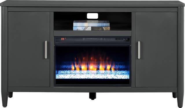 Modern Villa Iron Ore 62 in. Console with Electric Fireplace - Thumbnail - Image 2