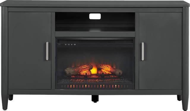 Modern Villa Iron Ore 62 in. Console with Electric Log Fireplace - Thumbnail - Image 1