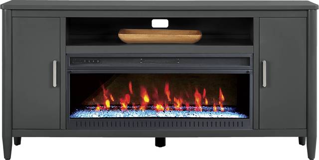 Modern Villa Iron Ore 72 in. Console with Electric Fireplace - Thumbnail - Image 1