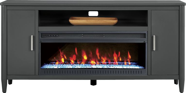 Modern Villa Iron Ore 72 in. Console with Electric Fireplace