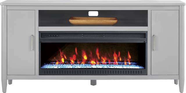 Modern Villa Light Gray 72 in. Console with Electric Fireplace - Thumbnail - Image 1