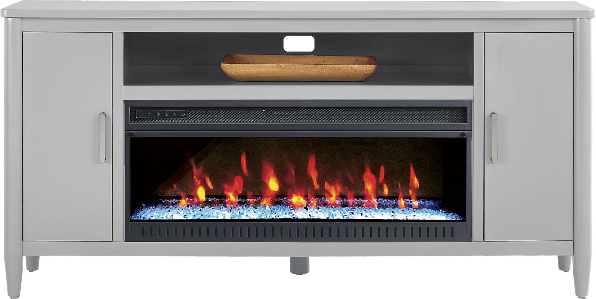 Modern Villa Light Gray 72 in. Console with Electric Fireplace - Image 1