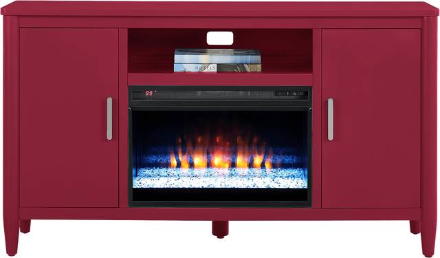 Modern Villa Red 62 in. Console with Electric Fireplace - Thumbnail - Image 2