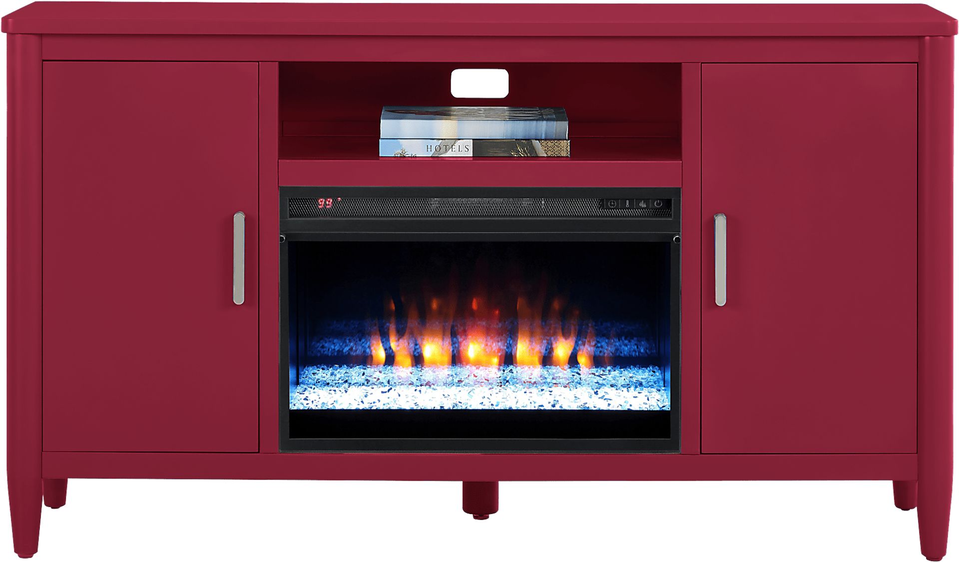 Modern Villa Red 62 in. Console with Electric Fireplace - Image 2