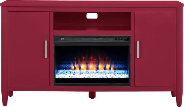 Modern Villa Red 62 in. Console with Electric Fireplace - Thumbnail - Image 1