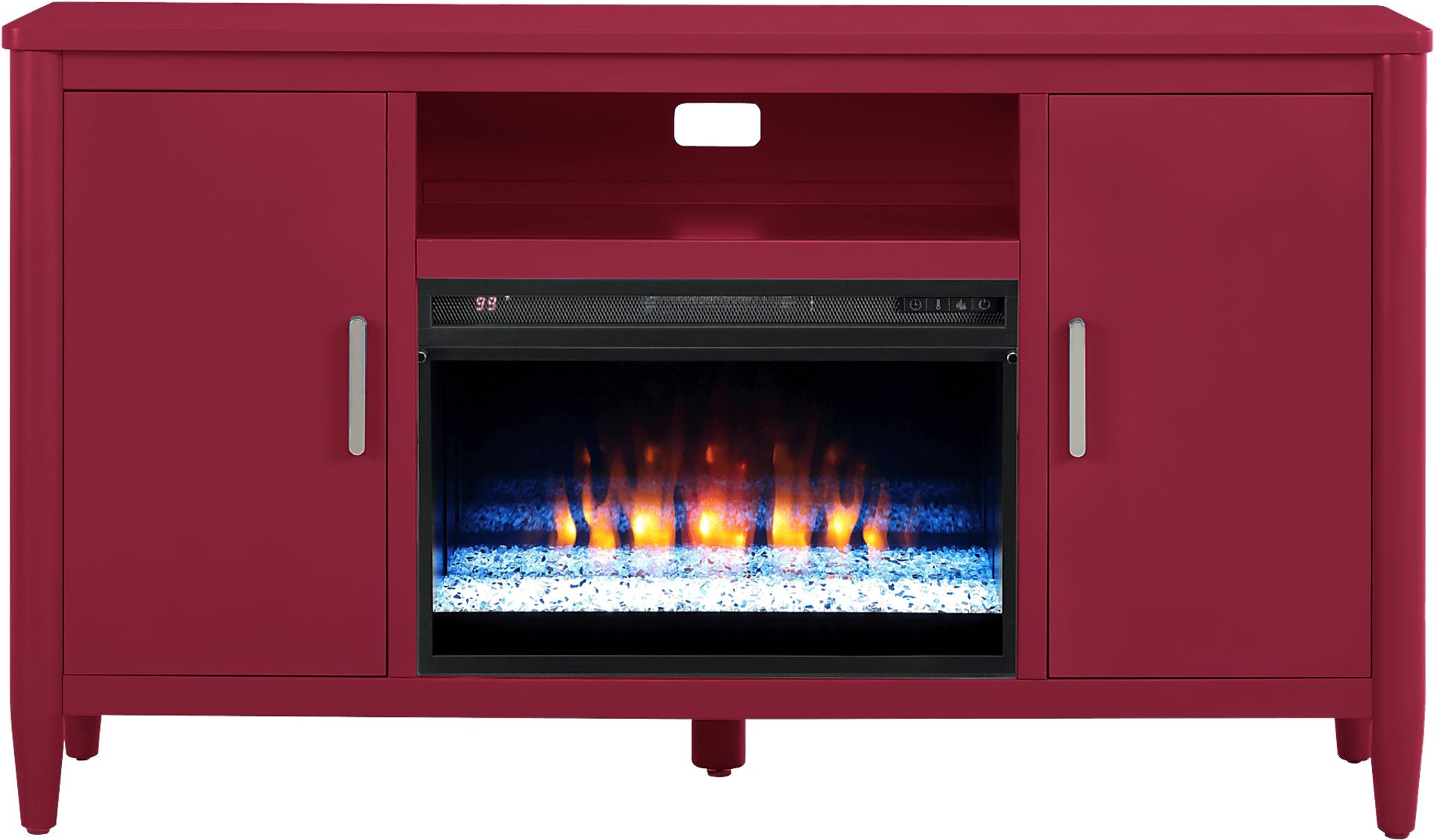 Modern Villa Red 62 in. Console with Electric Fireplace - Image 1