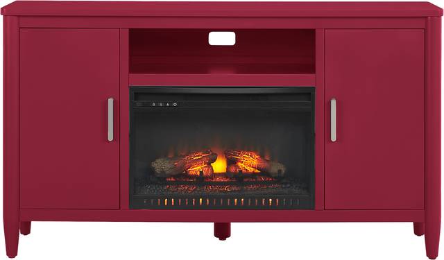 Modern Villa Red 62 in. Console with Electric Log Fireplace - Thumbnail - Image 1