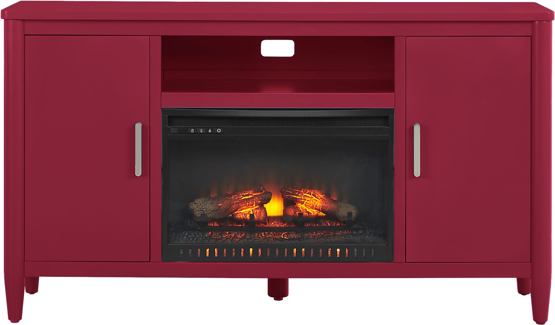Modern Villa Red 62 in. Console with Electric Log Fireplace - Image 1