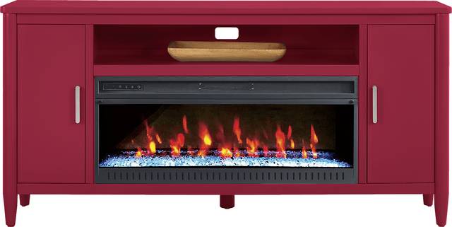 Modern Villa Red 72 in. Console with Electric Fireplace - Thumbnail - Image 1