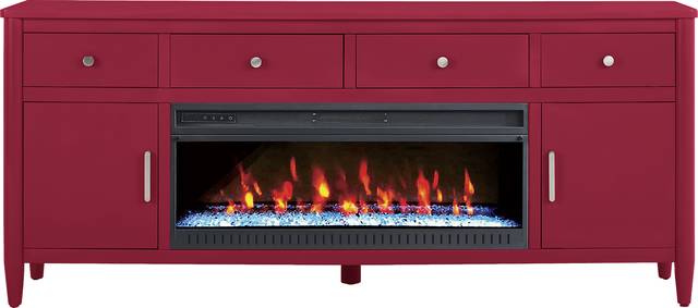 Modern Villa Red 82 in. Console with Electric Fireplace - Thumbnail - Image 1