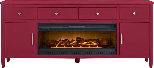 Modern Villa Red 82 in. Console with Electric Log Fireplace - Thumbnail - Image 1