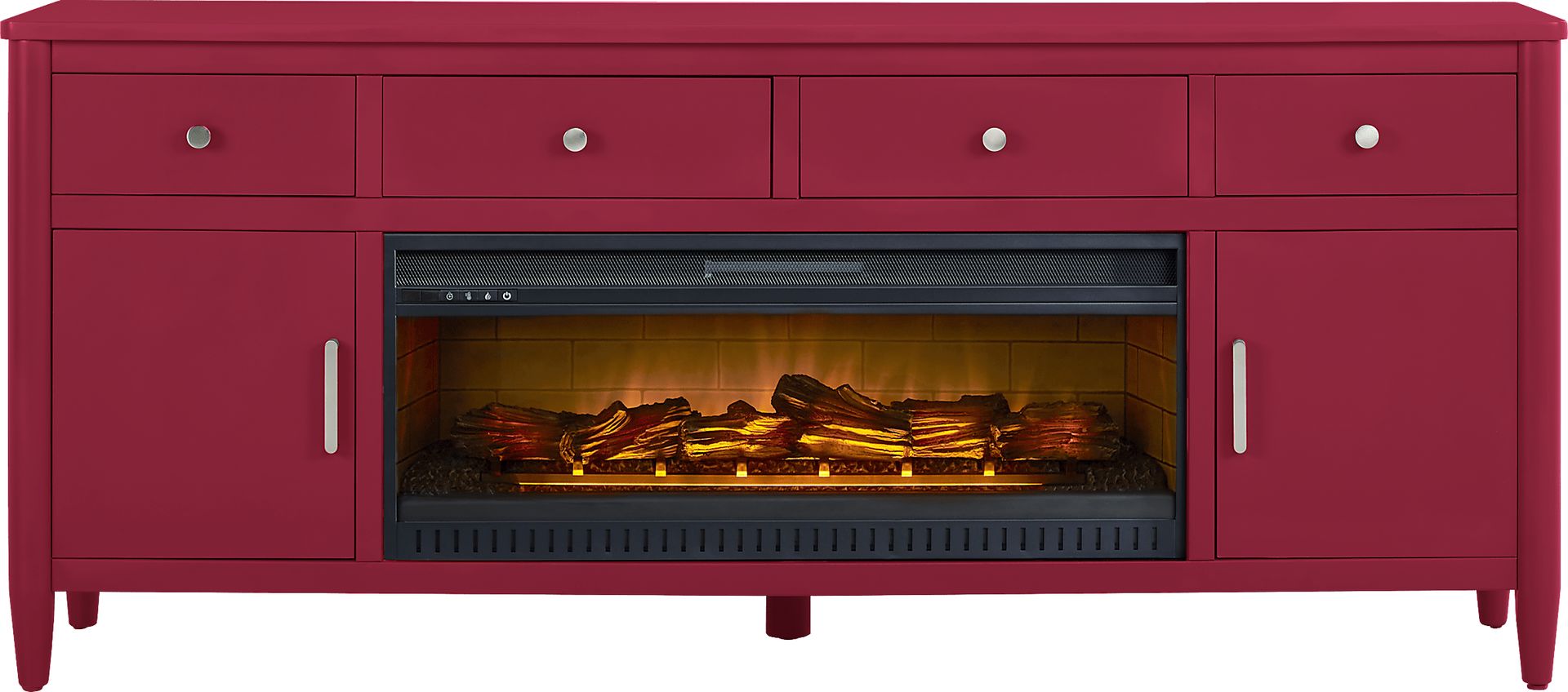 Modern Villa Red 82 in. Console with Electric Log Fireplace - Image 1