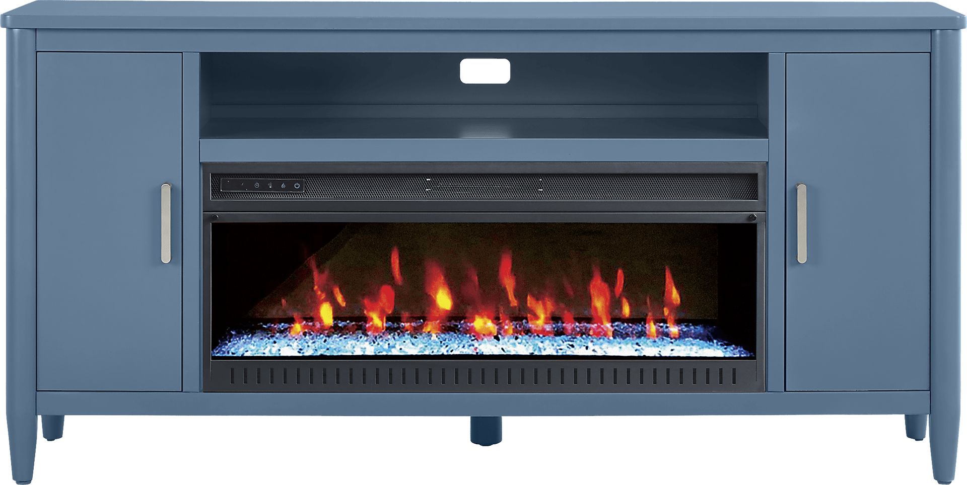 Modern Villa Slate Blue 72 in. Console with Electric Fireplace - Image 1