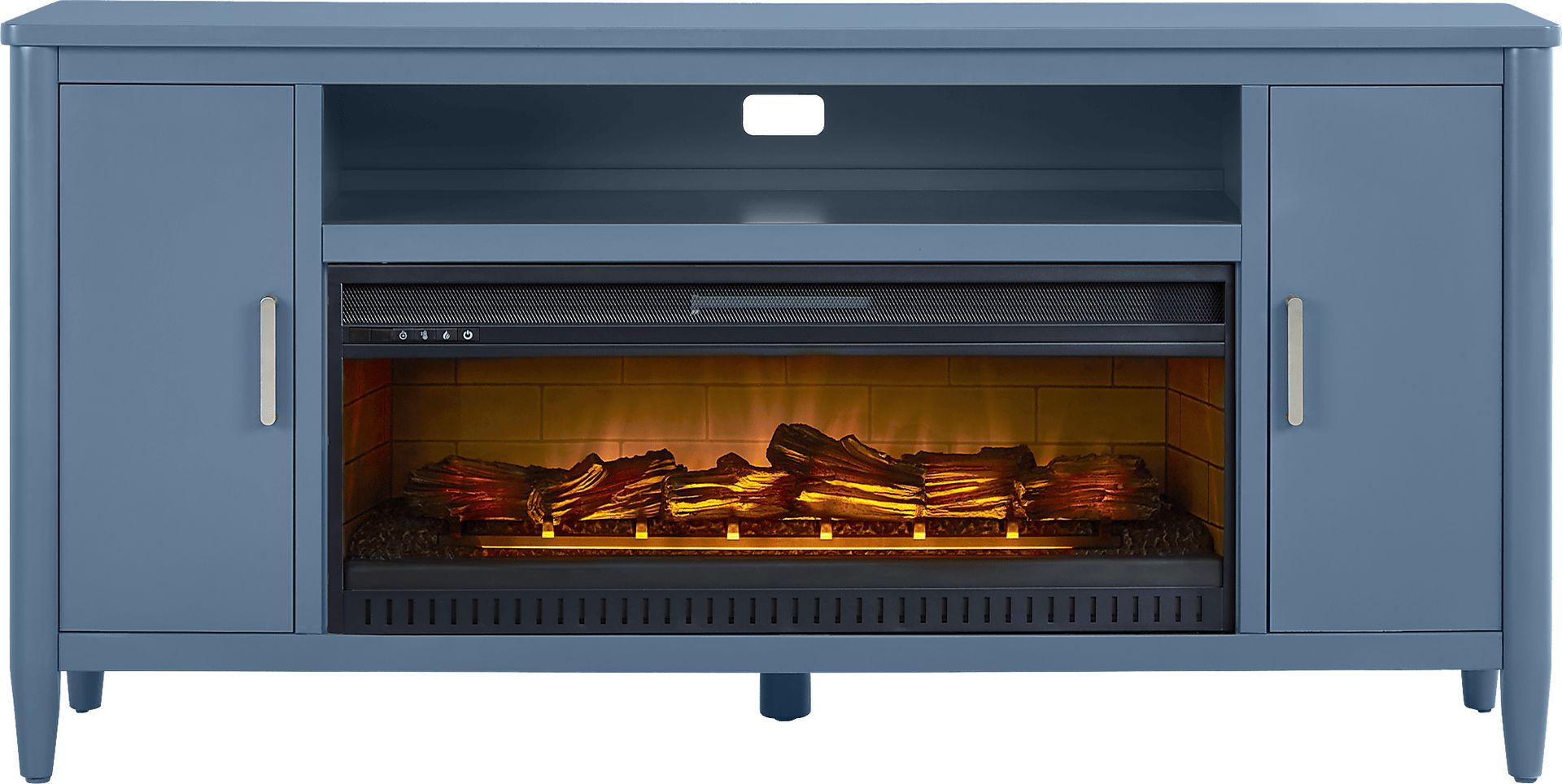 Modern Villa Slate Blue 72 in. Console with Electric Log Fireplace - Image 1