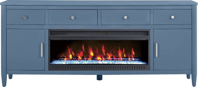 Modern Villa Slate Blue 82 in. Console with Electric Fireplace - Thumbnail - Image 1