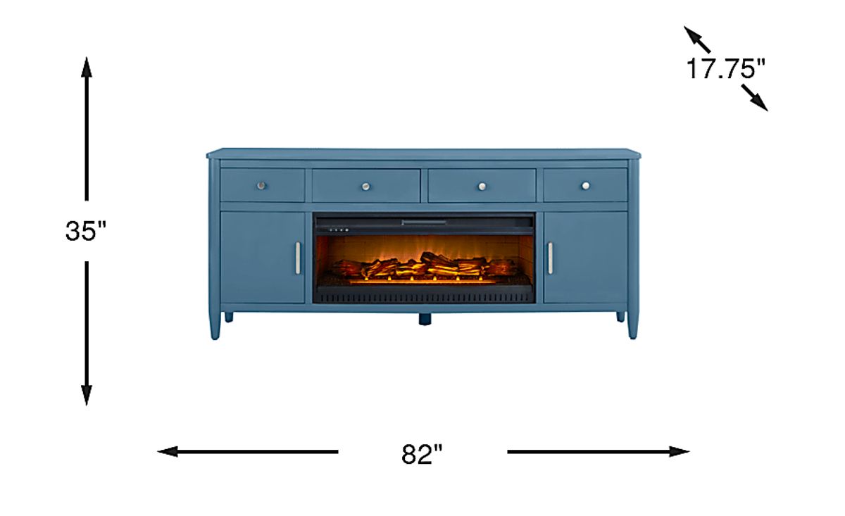 Modern Villa Slate Blue Colors 82 in. Console With Log Firebox | Rooms ...
