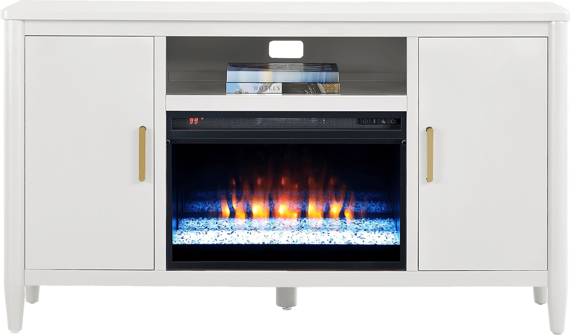 Modern Villa White 62 in. Console with Electric Fireplace - Image 2