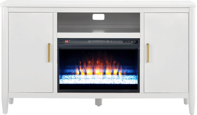 Modern Villa White 62 in. Console with Electric Fireplace