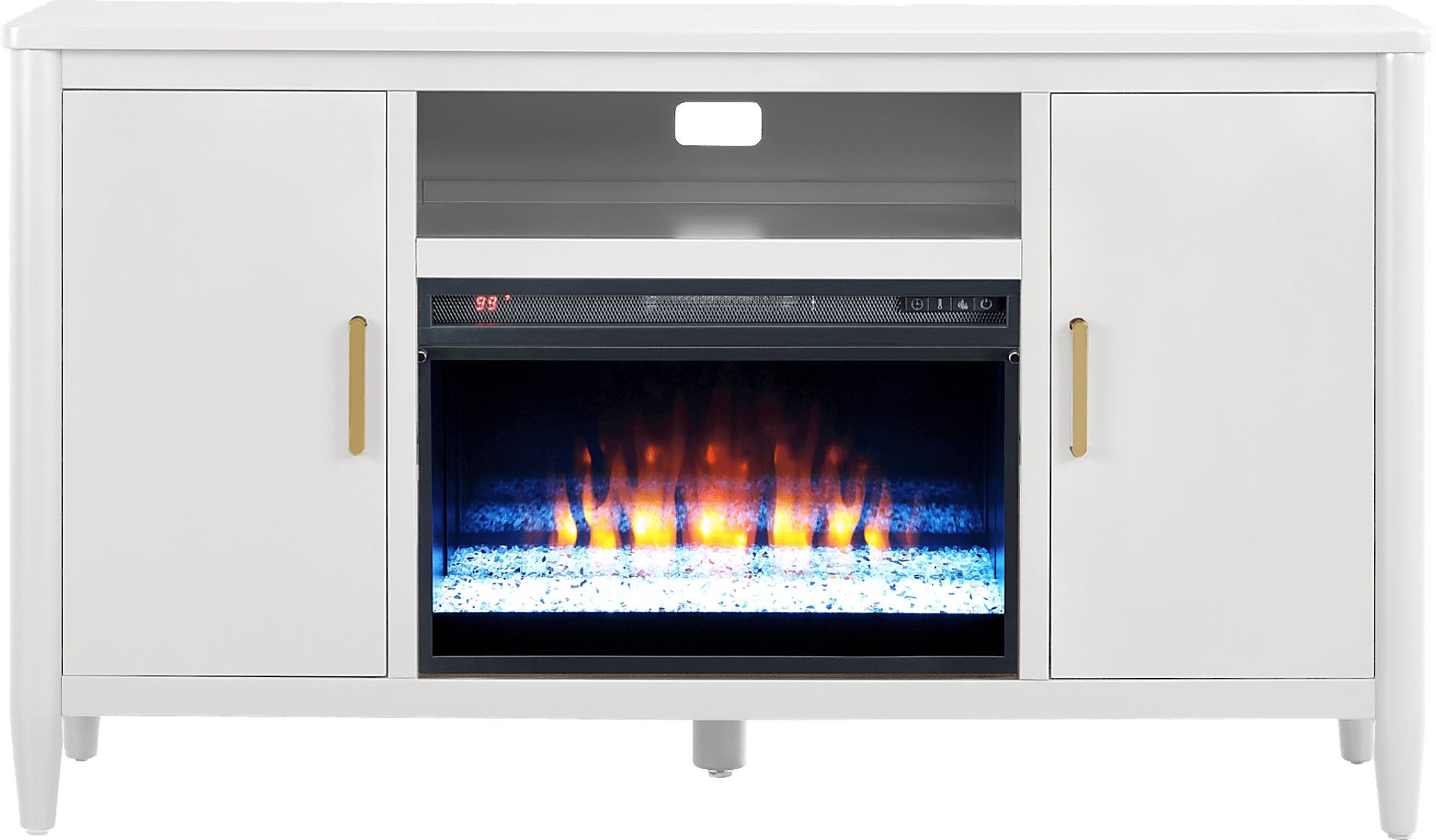 Modern Villa White 62 in. Console with Electric Fireplace - Image 1